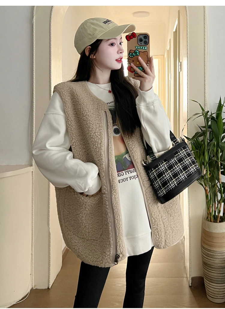 Winter Maternity Fur Coat Fashion Plus Size Sleeveless Faux Fur Outerwear Long Loose Pregnant Woman Jackets Lamb Cashmere Vest
