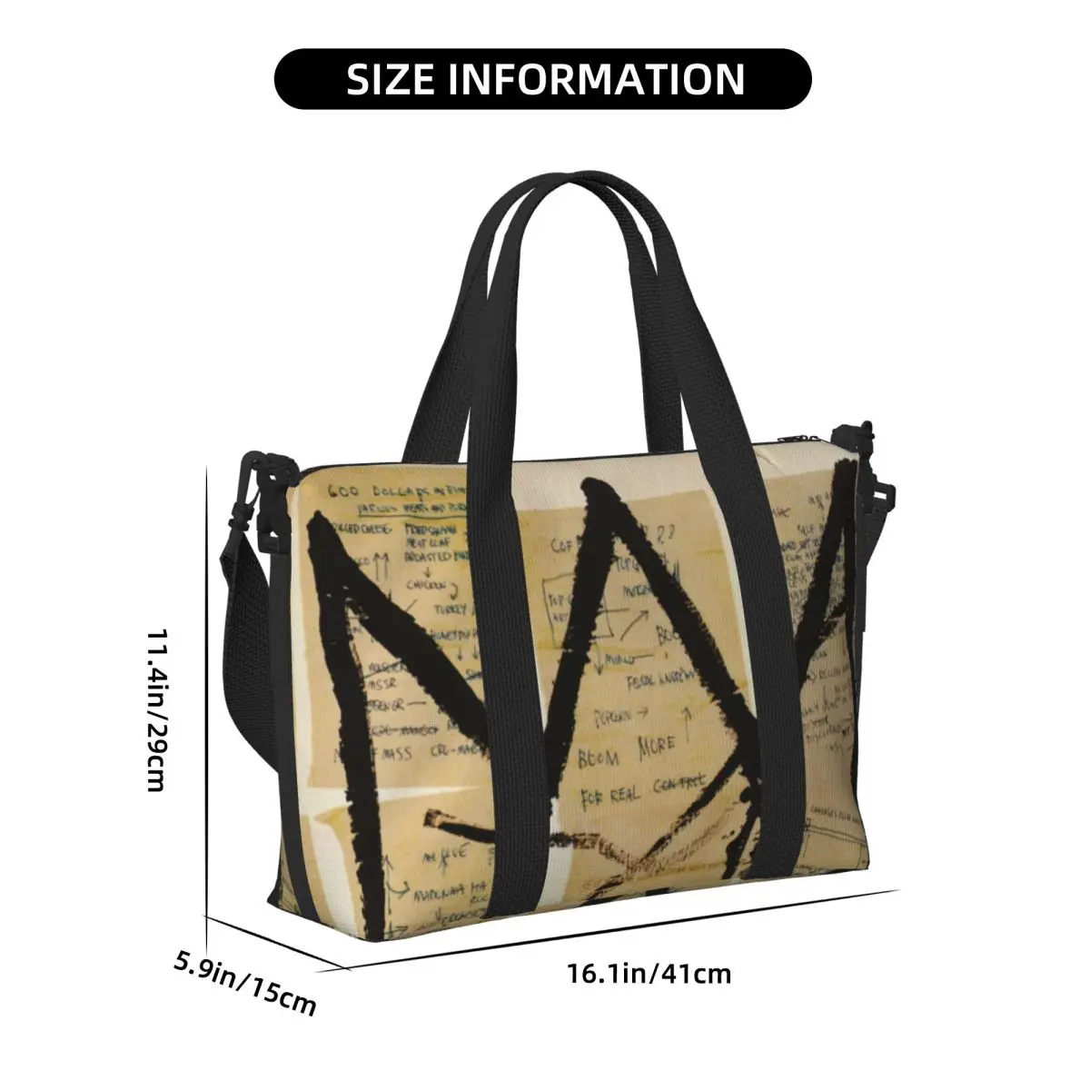 Crown By Jean Michel Basquiats Beach Tote Bag Women Extra Large Gym Carry On Graffiti Art Travel Shopping Bags