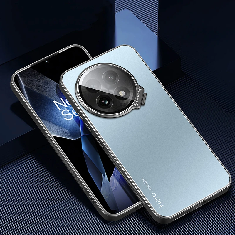 Premium Shockproof Matte Kickstand Case with Metal Lens Camera Holder