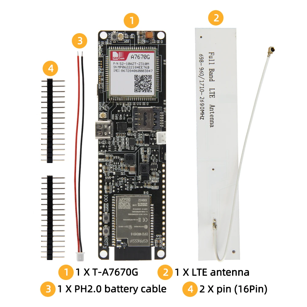 Lilygo® Ttgo T-a7670g e SA r2 4g Placa de Desenvolvimento Lte Cat1 Módulo Sim Esp32 Apoio Gsm Gprs Borda tf Cartão A7670g A7670e A7670sa - Image 4