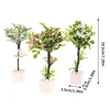 1/12 Dollhouse Green Tree Potted Model Mini Simulation Plant Potted Doll House Home Garden Decoration Accessories 6