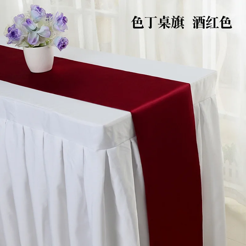 Elegant Burgundy Satin Table Runner for Wedding and Dining Decor, 30x275cm