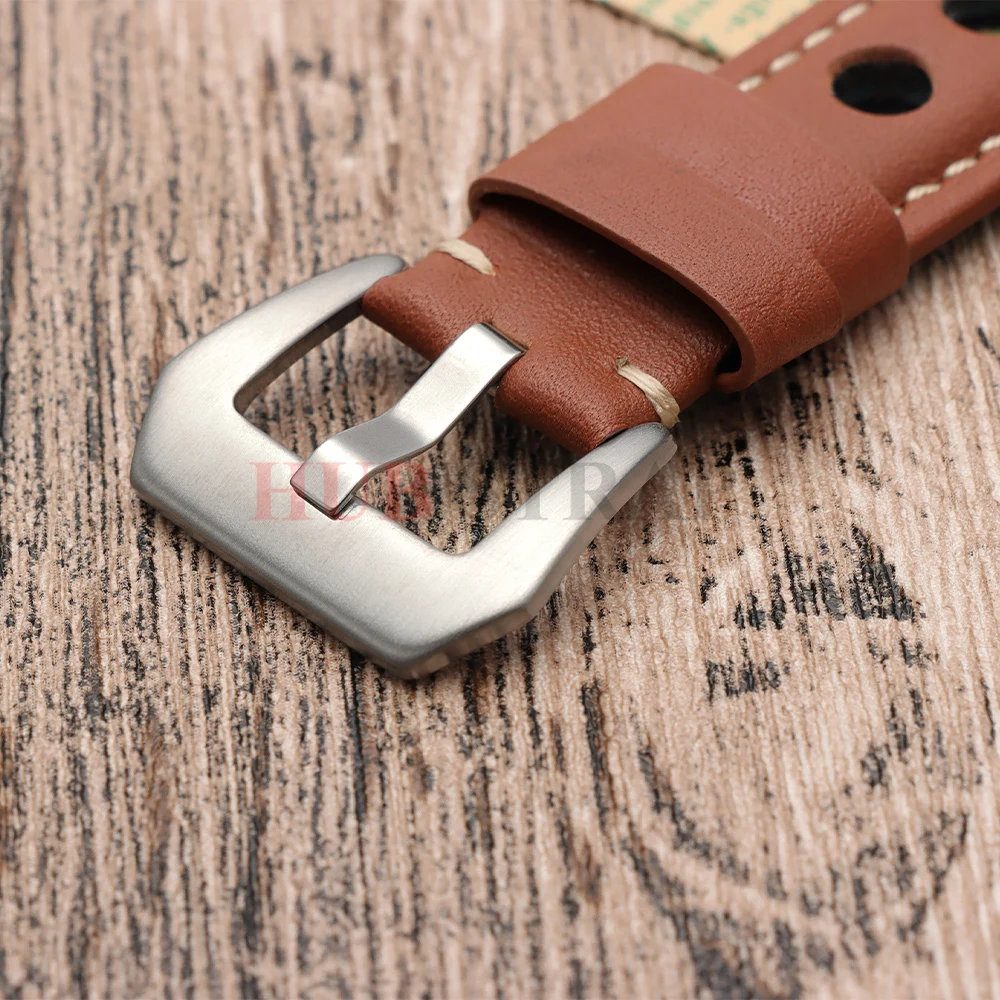 Vintage Genuine Leather Watchband Bracelet - Black, Blue, and Brown