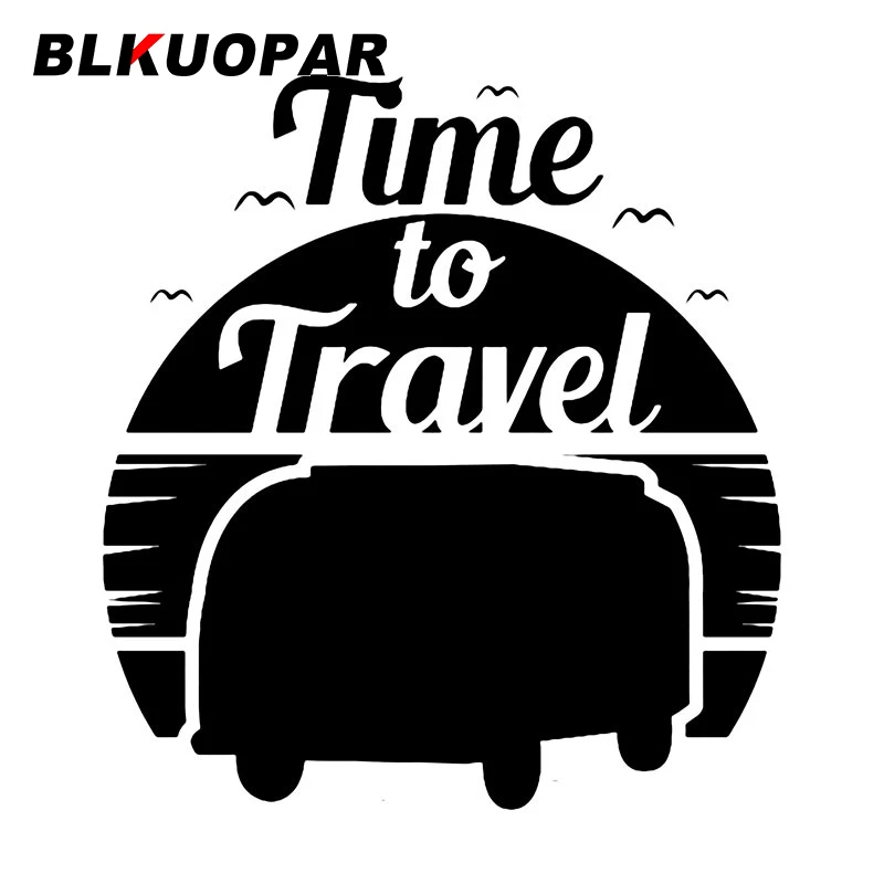 

Забавные автомобильные наклейки BLKUOPAR с надписью "Time To Travel", креативная наклейка с изображением фургона, симпатичная наклейка с прикусом, защита от царапин, мотоцикла, холодильника, двери автомобиля