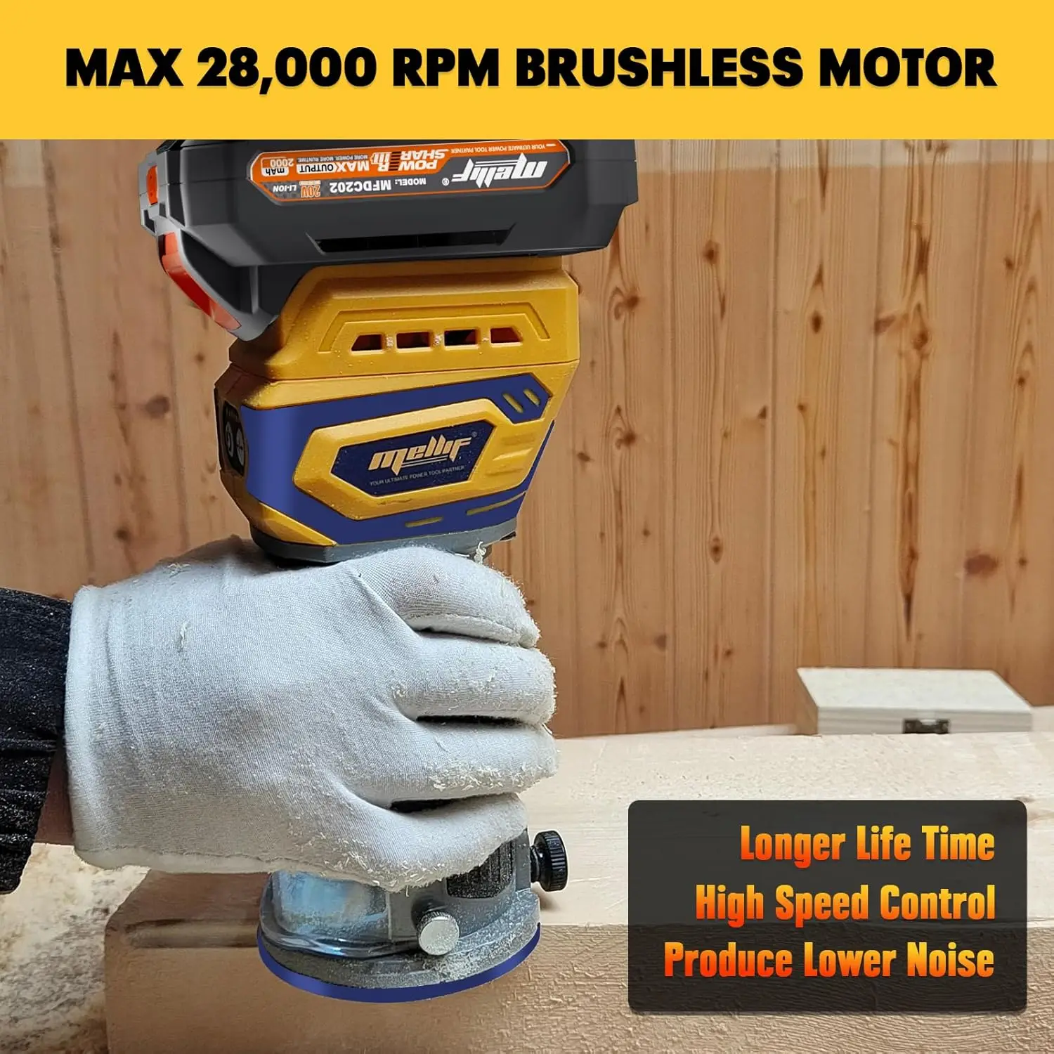 Cordless Compact Router Compatible with Dewalt 18V 20V Battery Brushless Palm Router Wood Trimmer Tool (Tool Only)