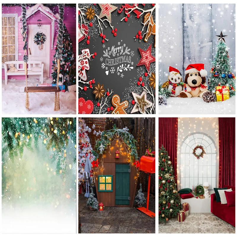 

Christmas Theme Photography Background Fireplace Christmas tree Children Portrait Backdrops For Photo Studio Props SD-08