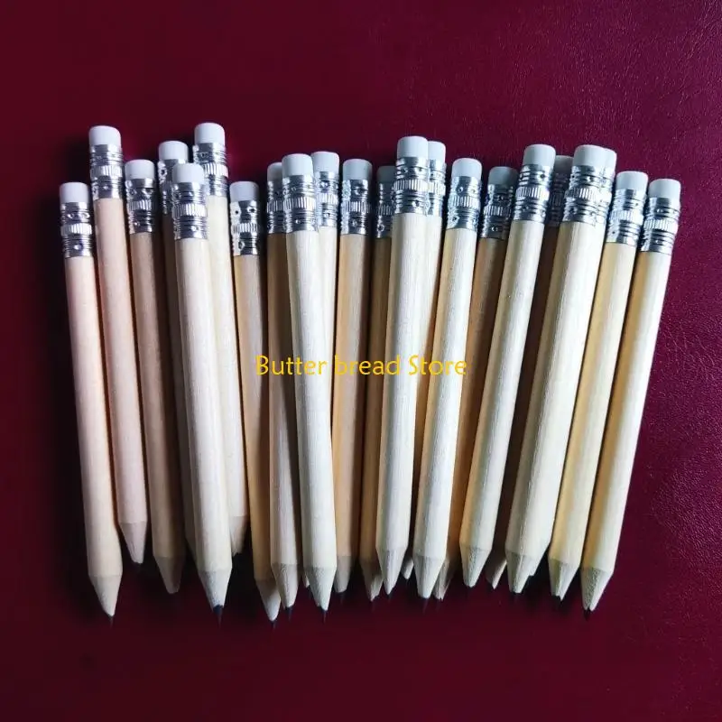 W89C 50Pcs 신부 결혼식을위한 지우개와 서명 펜 나무 미니 쓰기 펜 연필