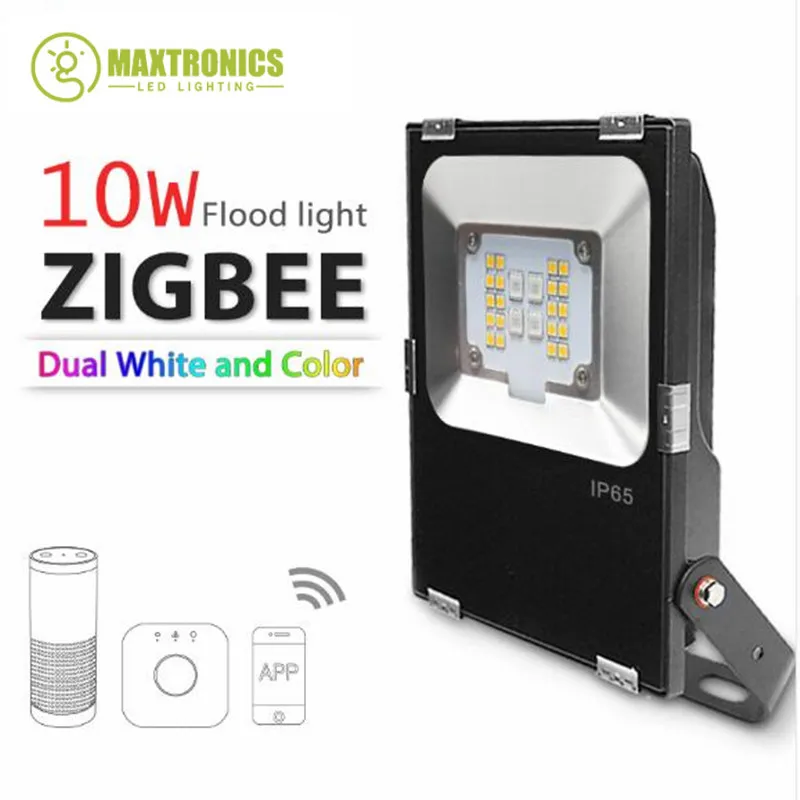 

ZIGBEE LED 10W Floodlight RGB+CCT warm white and cool white Dual white zigbee light link LED Lamp AC110-240V APP work echoplus