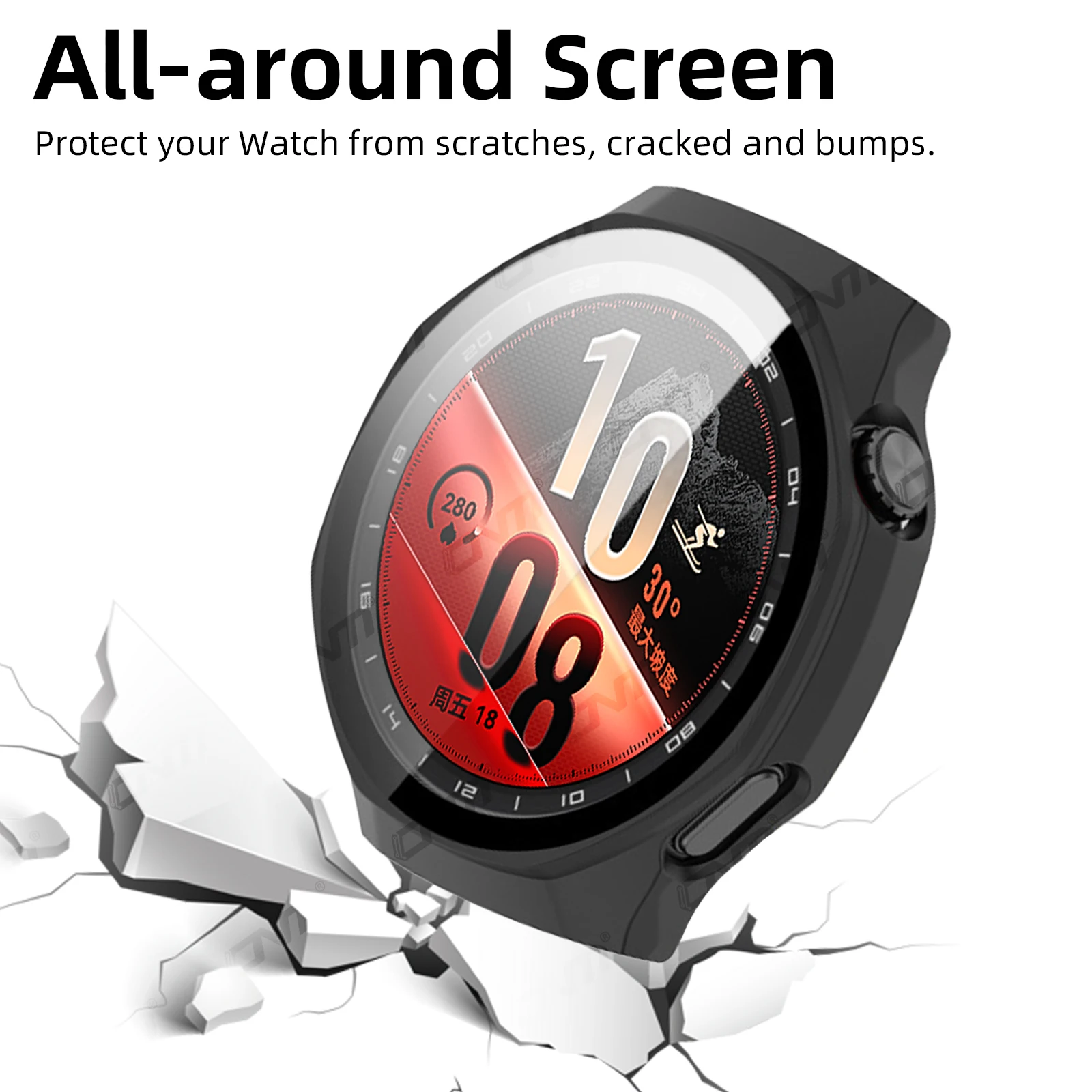 Premium Tempered Glass Screen Protector & Durable Protective Bumper for Smartwatch – Anti-Scratch, Hard PC Casing