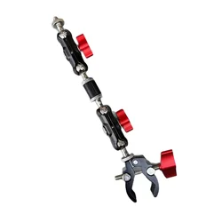 Versatile Metal Super Clamp with Adjustable Double Ball Head for Photography Accessories (With two arm)