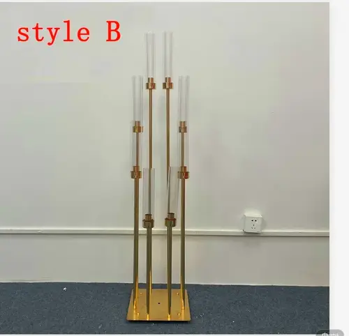 4/5/10pcs 8 Heads Metal Candelabra Candle Holders Road Lead Table Centerpiece Gold Candelabrum Stand Pillar Candlestick wedding - Image 7