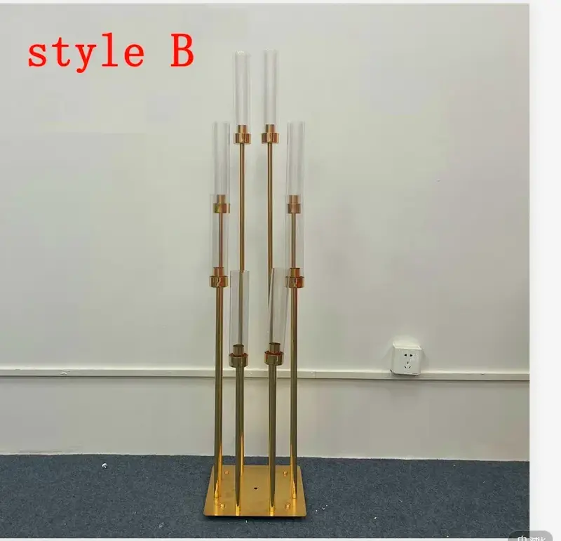 4/5/10pcs 8 Heads Metal Candelabra Candle Holders Road Lead Table Centerpiece Gold Candelabrum Stand Pillar Candlestick wedding - Image 7