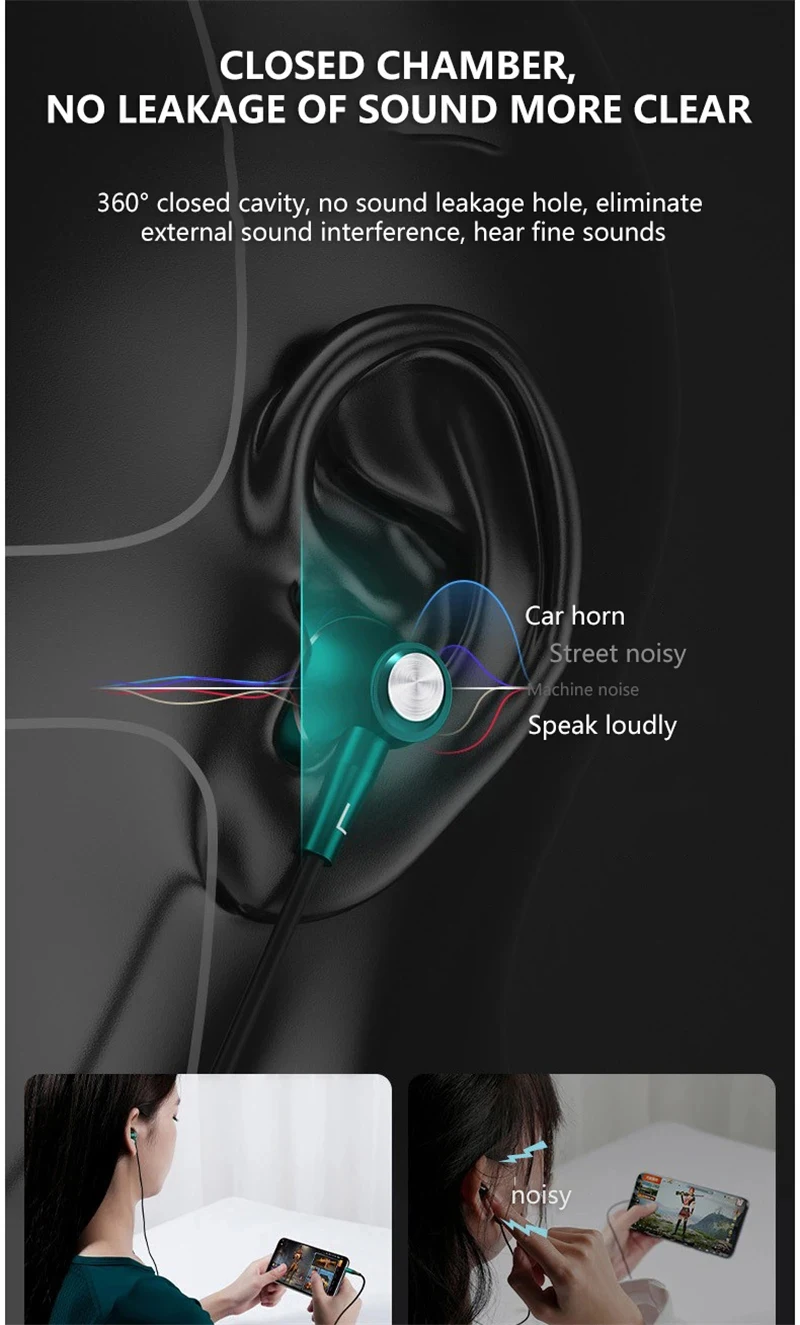 Auriculares in-ear con cable cancelación ruido y micrófono bajo_voghion.com