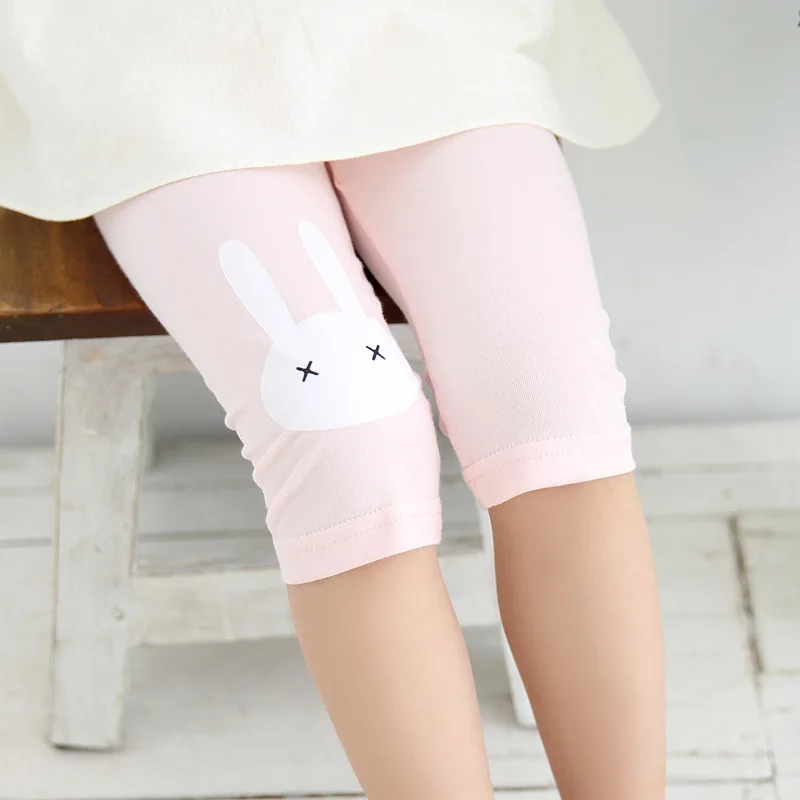 Summer Girls Pants Leggings Modal Cotton Bottoms Knee Medium-length Pants  Solid Color Ruffles Legging for