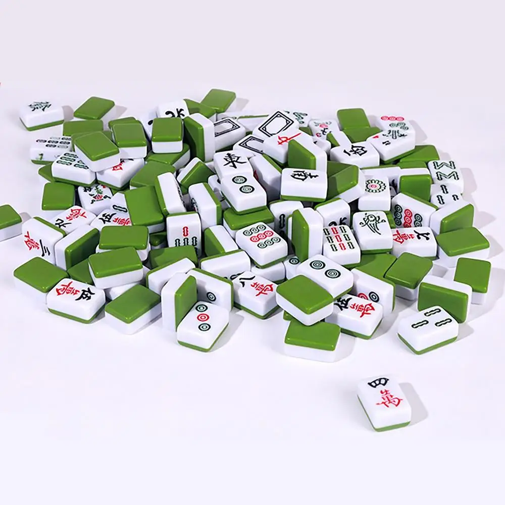 24mm Mahjong Set Mini Traditional Trip Board Game With Storage Bag Portable Table Game With 146 Melamine Resin Mahjong Tiles For