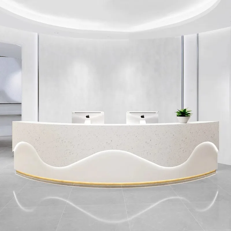 Counter Long Reception Desk Modern Bar Cashier Luxury Office Wood Table Reception Desks Front Bureau Meuble Salon Furniture corner standing reception desks counter club cashier rostrum shop reception desks commercial bureau meuble modern furniture