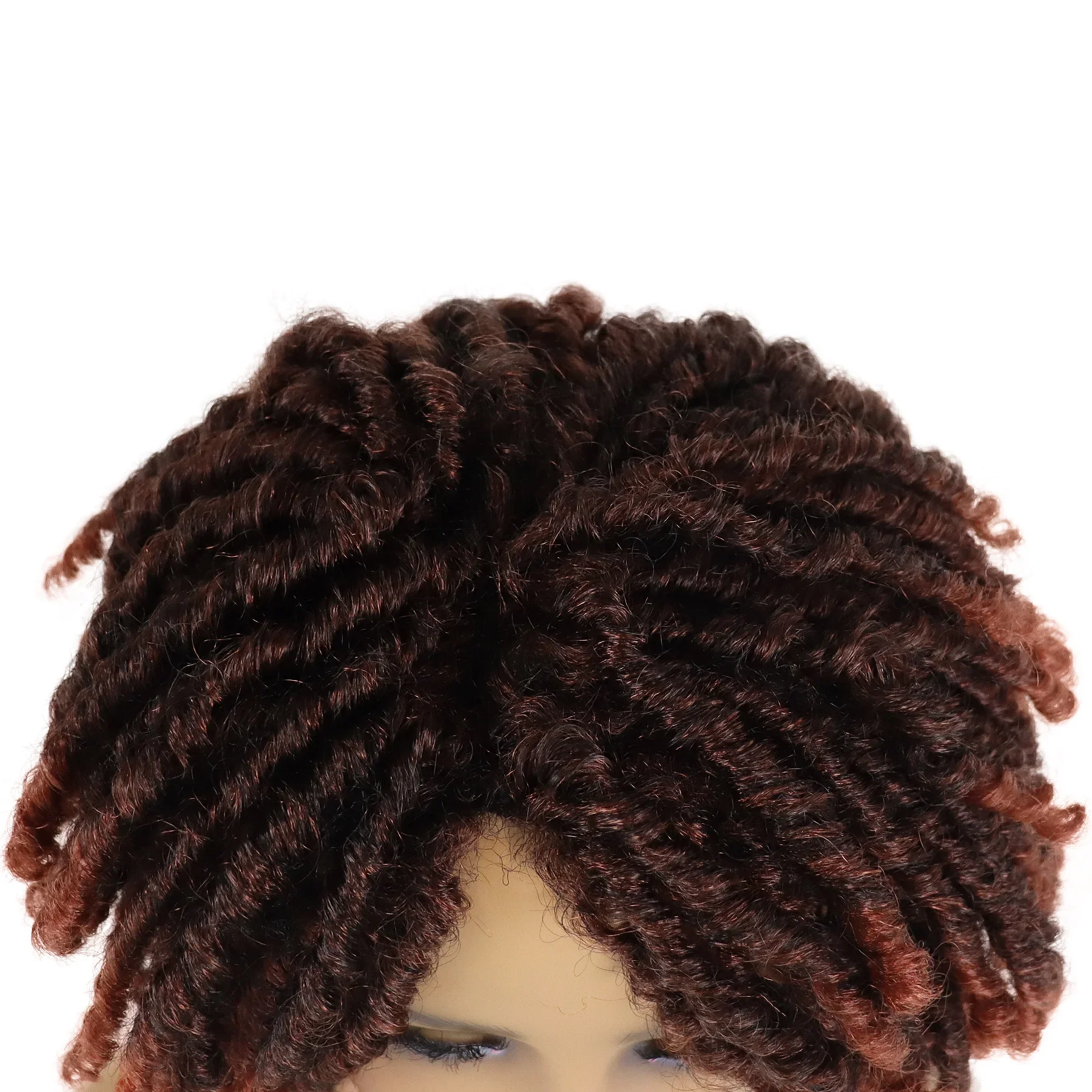 GNIMEGIL Synthetic Curly Braided Wigs for Women Locs Crochet Twist Hair Short Afro Wig Ladies Dreadlock Wig Ombre Auburn Daily