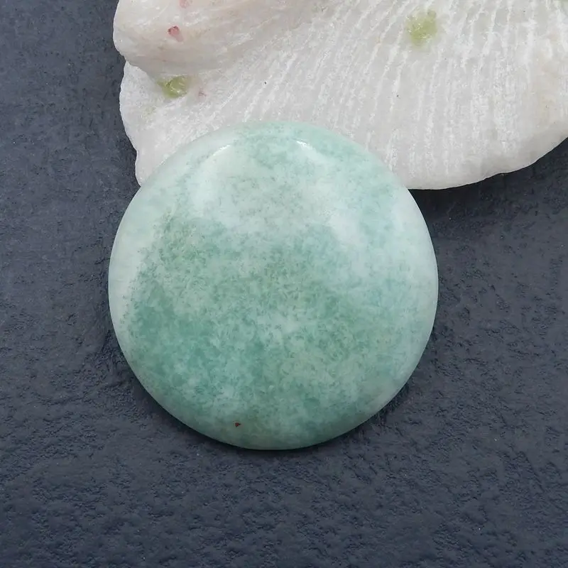New Arriva Natural Stone Larimar Round Shape Cabochon,45x8mm,29g Semiprecious Fashion Jewelry Necklace Accessories