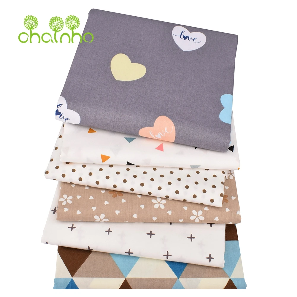 Chainho,Printed Twill Weave Cotton Fabric,DIY Sewing Quilting Material,Patchwork Cloth,Geometr Pattern,4 Specification,QC06