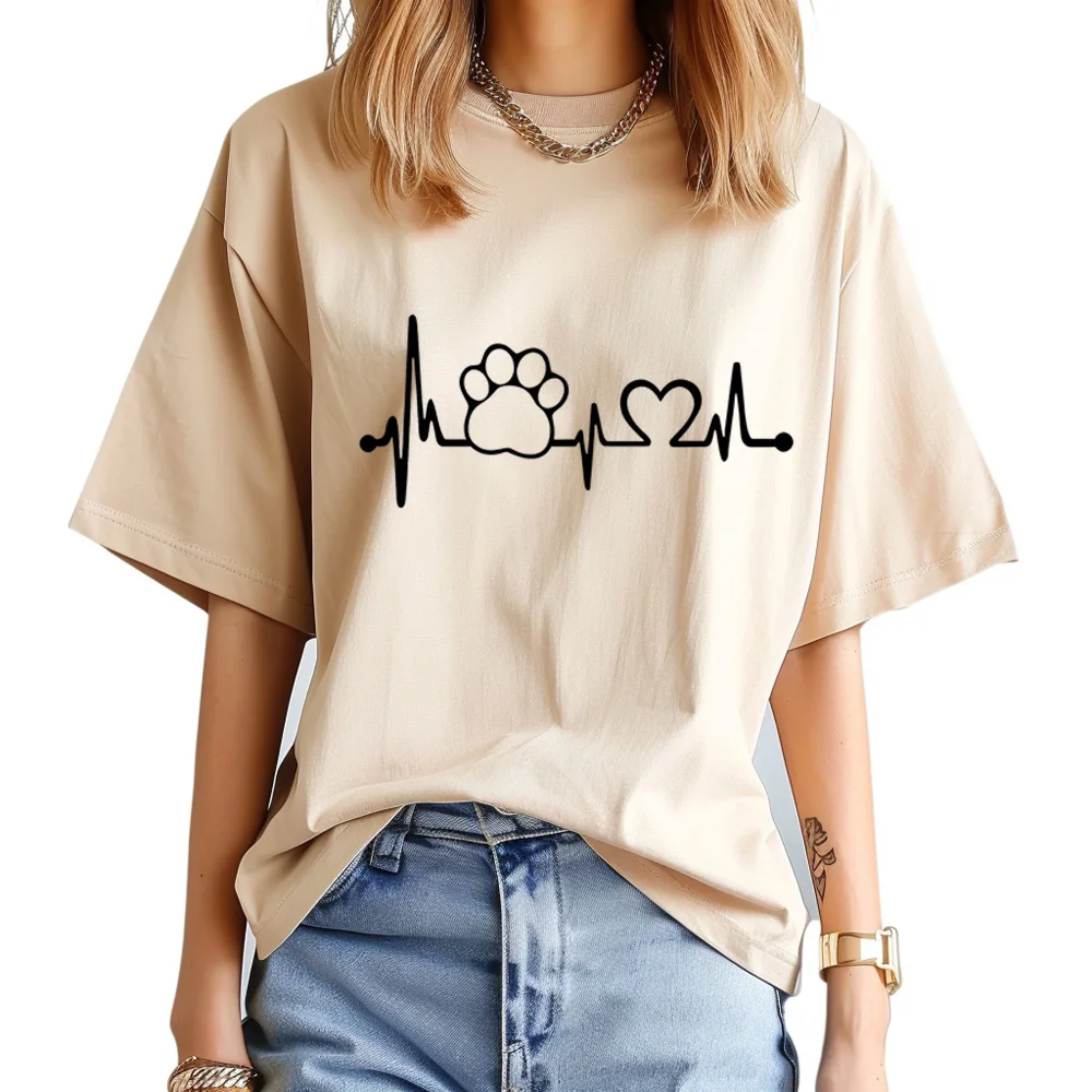 

Dog Heartbeat Print top women streetwear anime manga Tee female designer anime harajuku clothing