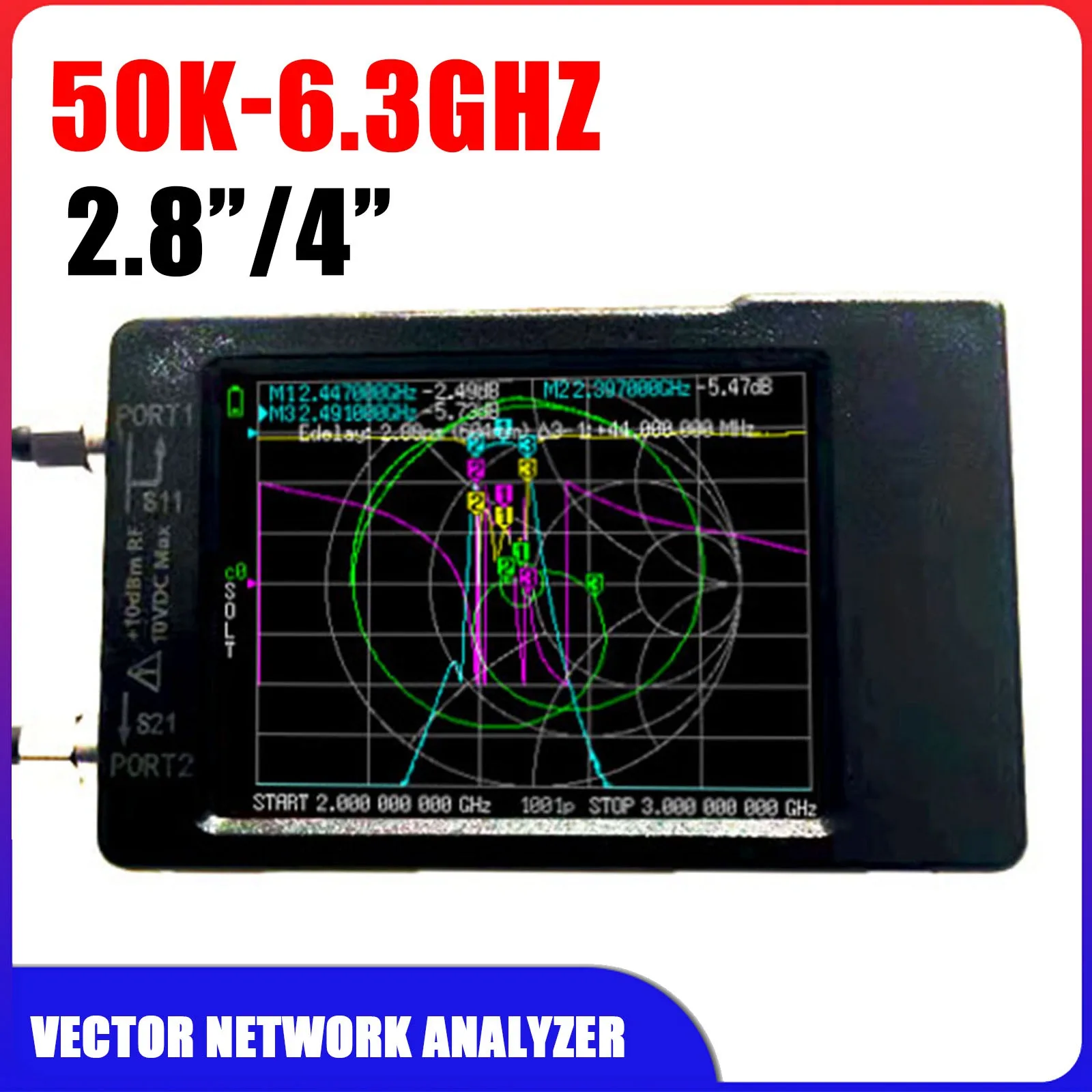 

50kHz -6.3GHz NanoVNA-H HF VHF UHF Vector Network Analyzer Antenna Analyzer and Case 2.8 inch 4inch LiteVNA 6G 3.7V