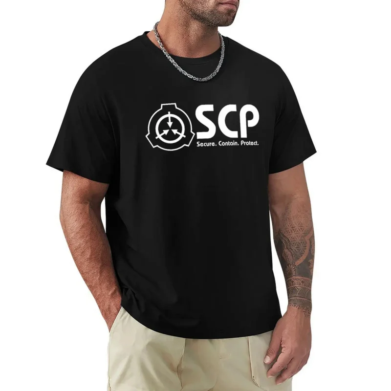 

beach man t shirt summer top SCP foundation logo Short sleeve o-neck t-shirt summer clothes t shirts men cotton teeshirt