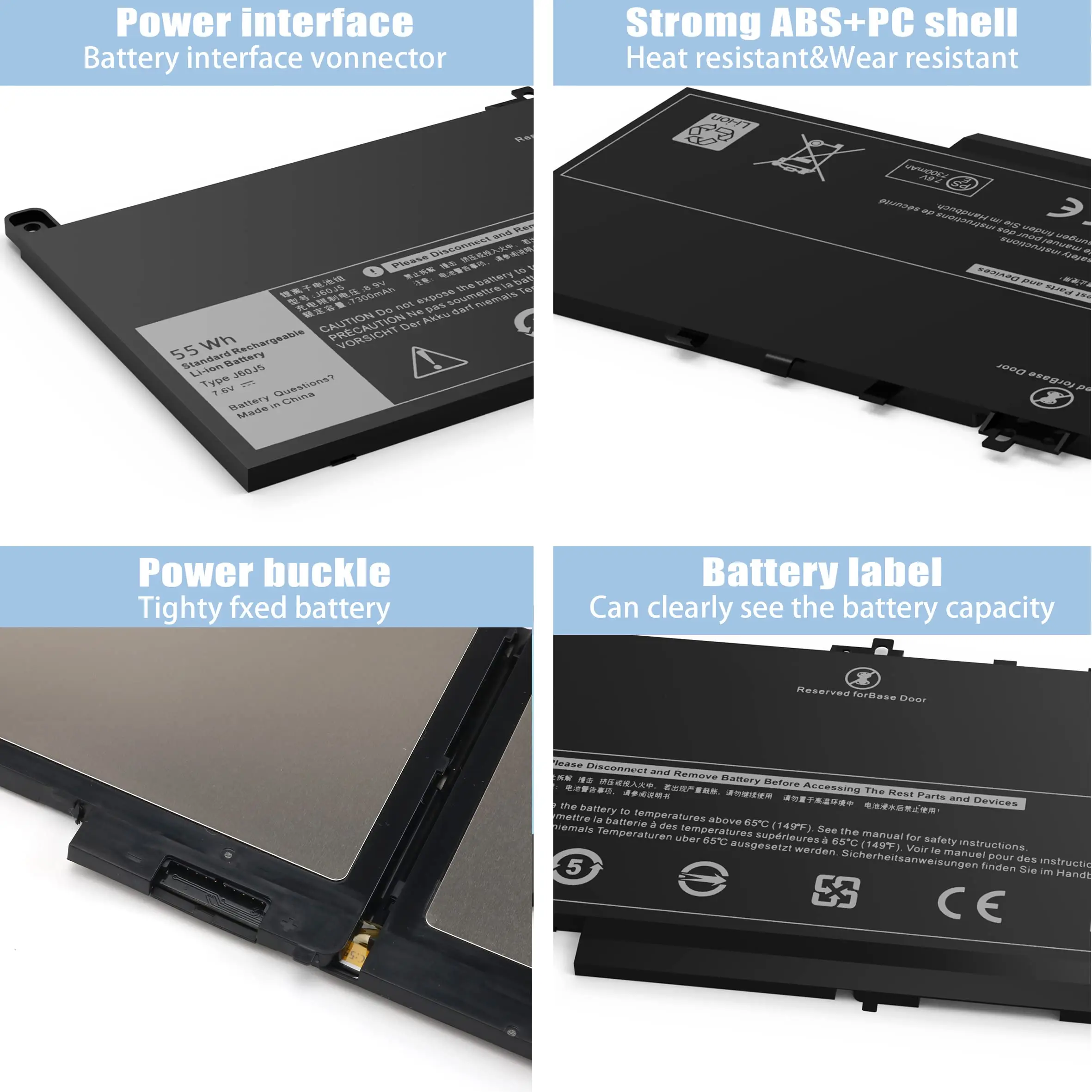 Batteria UP PARTS 7,6V 7200mAh Per Dell Latitude E7270 E7470 – Compatibile J60J5, MC34Y, NJJ2H, R1V85, 451-BBSY
