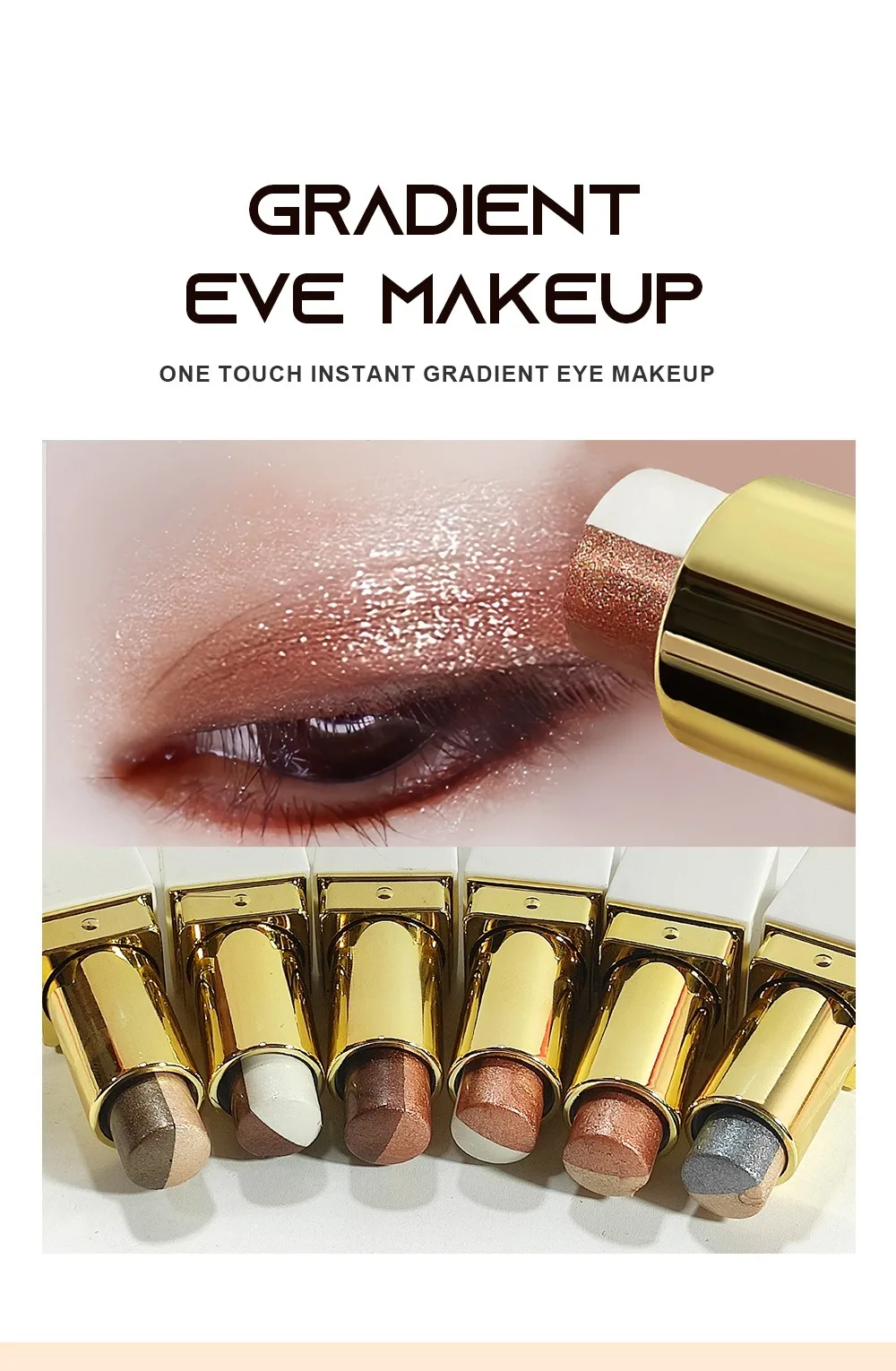 Double Color Eyeshadow Stick Glitter Highlight Shadow Stick Eye Makeup Waterproof Lasting Shimmer Metallic Eyeshadow Makeup