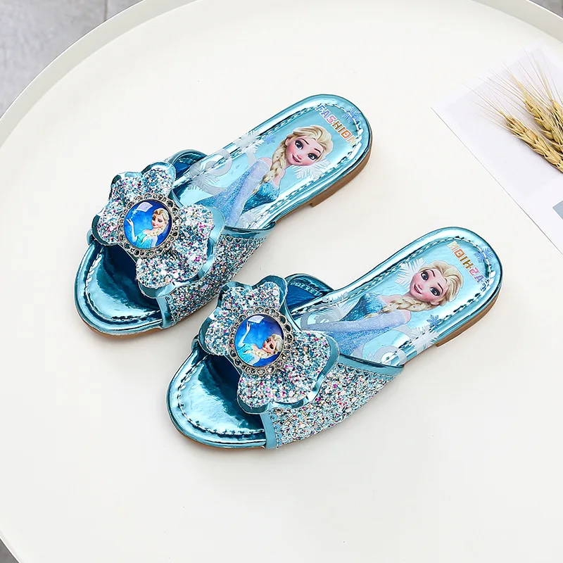 Children's Slippers Summer New Simple Elsa Princess Girls' Home Indoor And Outdoor Rhinestone Flat Shoes 3