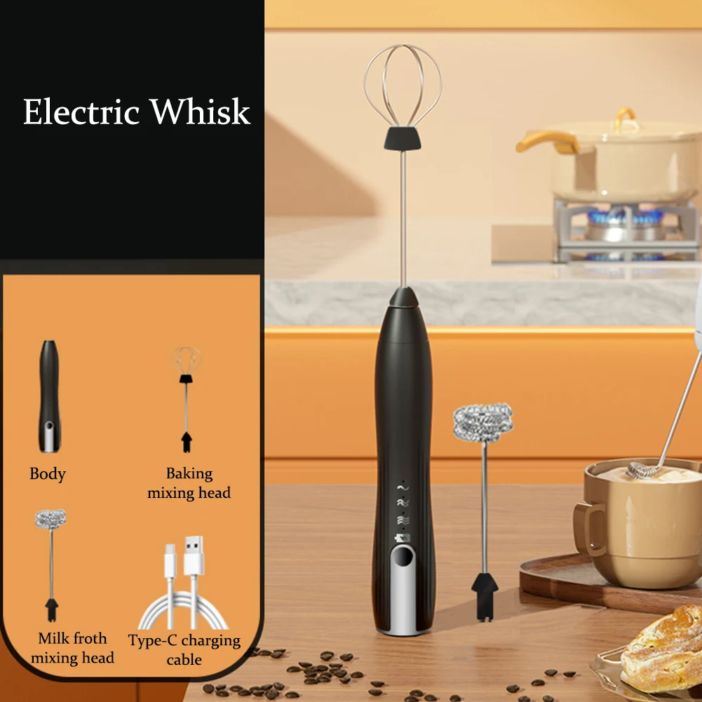 Espumador de leche eléctrico, batidora manual de espuma molida de  capuchino, batidor de huevos, herramientas de agitación de cocina de  pequeña potencia