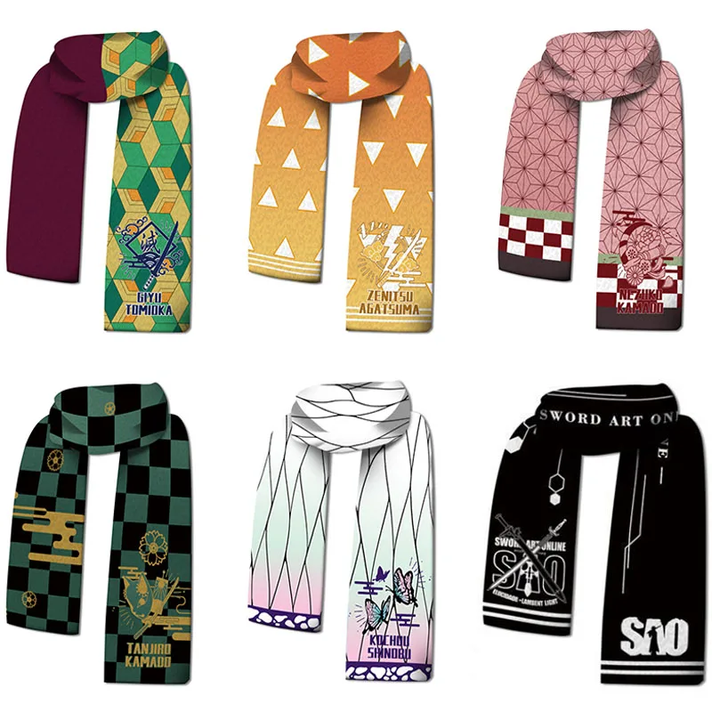 

Аниме рассекающий демонов Kamado Nezuko Agatsuma Zenitsu Kochou Shinobu Kawaii зимний теплый шарф-пончо