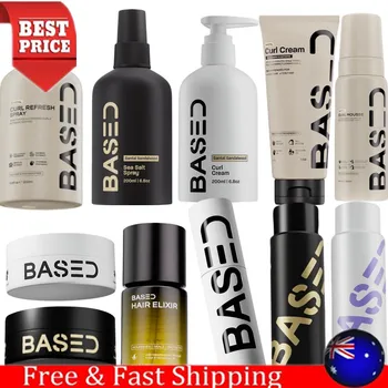 Shampoo, Balsamo, Cera per Capelli, Spray Volumizzante e Texturizzante, Crema per Ricci a Tenuta Forte e Lunga Durata BASED con Sale Marino per lo Styling dei Capelli