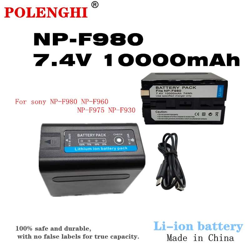 

10000mAh NP-F980 F960 F970 NPF980 Canon battery with USB charging output, suitable for CCD-TRV35 TRV940 CCD-RV100 DCR-TR7 series