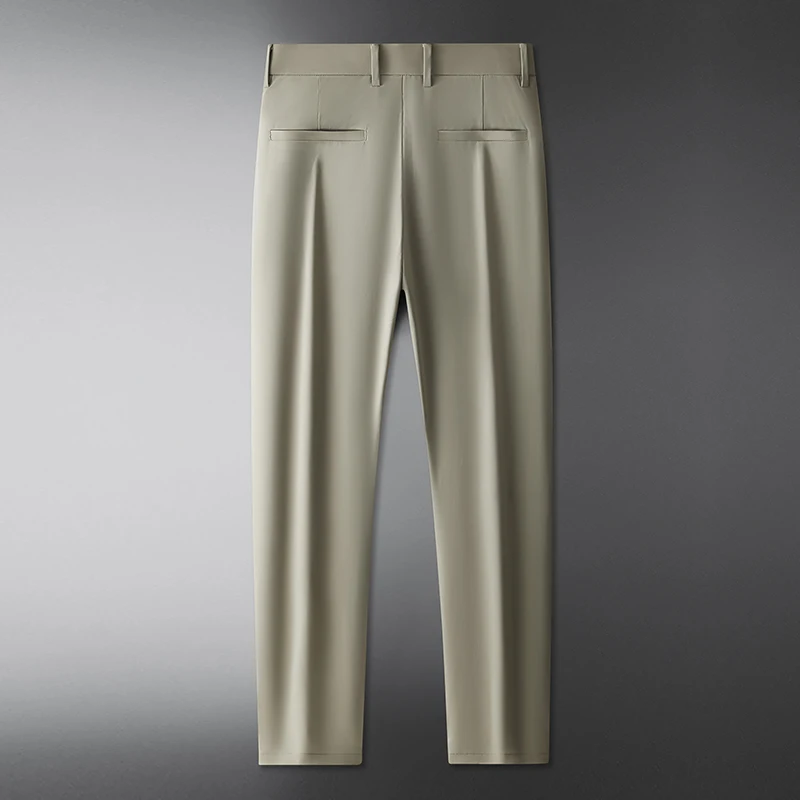 Simple fashion men's casual pants ice silk summer thin section 2024 new business suit pants drape men's pants straight pants