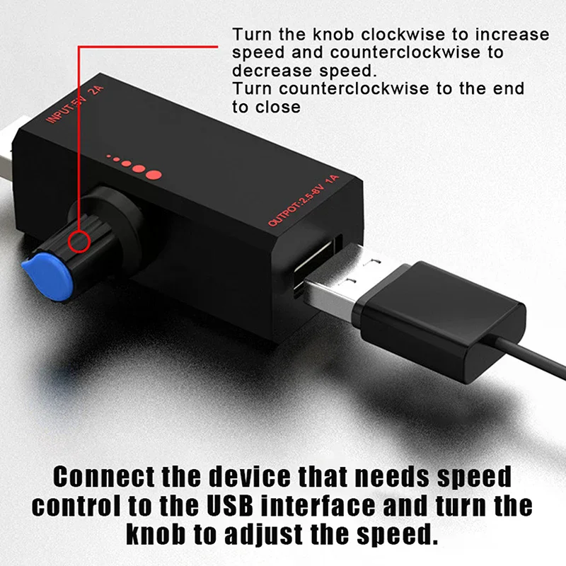 스위치가있는 5W DC5V2A 팬 유도 속도 컨트롤러 USB 보호 유형-C USB 노트북 휴대 전화 냉각 팬 컨트롤러