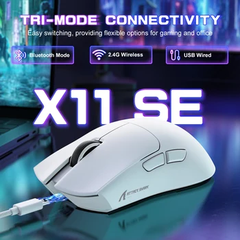 ATTACK SHARK X11SE Lightweight Wireless Gaming Mouse, Tri-Mode 2.4G/USB-C Wired/BT, 22K DPI, PAW3311 Optical Sensor, 59g, 5 Prog 1