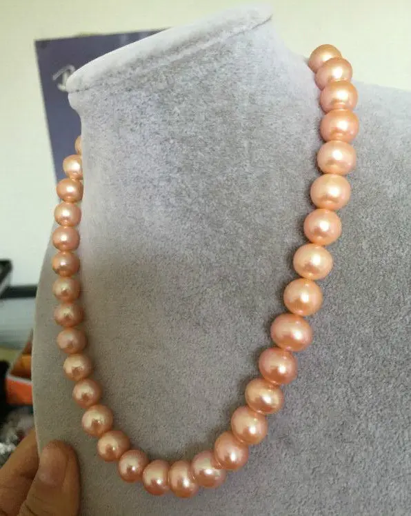 

elegant 9-10mm south seas gold pink pearl necklace 18inch