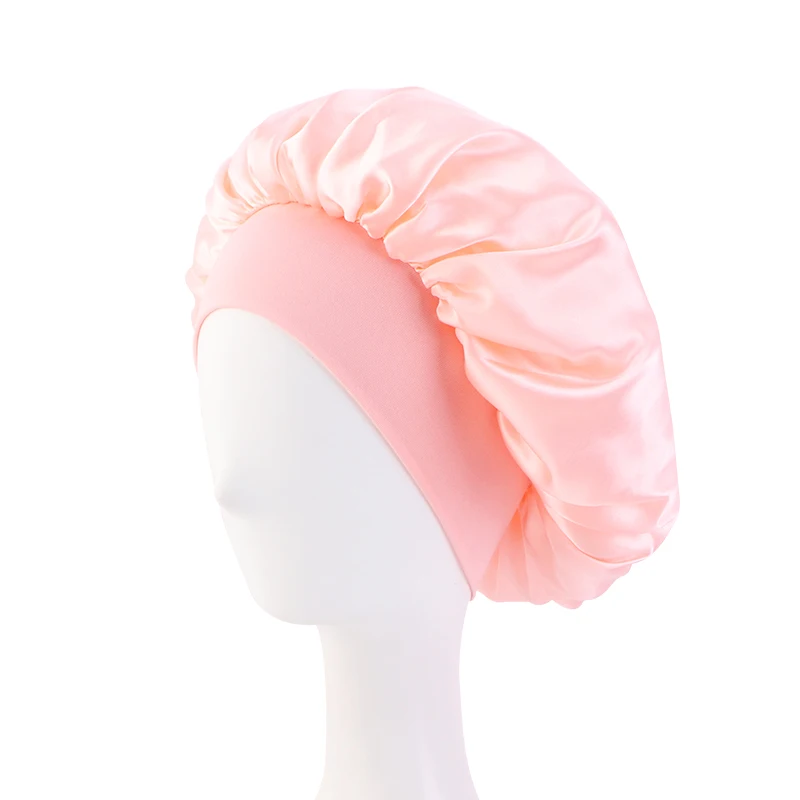 Women's Satin Wide-Brimmed Sleep Bonnet with Elastic Band