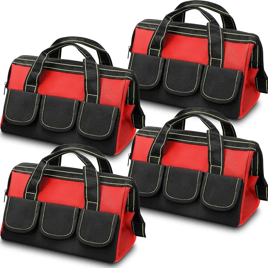 

Tool Bag with Waterproof Strong Molded Base Multi Pockets Wide Mouth Tool Tote Multifunctional Tool Bag Large Capacity Organizer