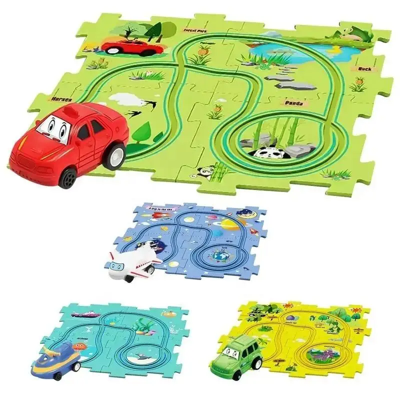 

Rail Car Puzzel Toy DIY Assemble Flexible Railway Track Electric Track Car Puzzle Toys for Children Kids Puzzle Educational Toys