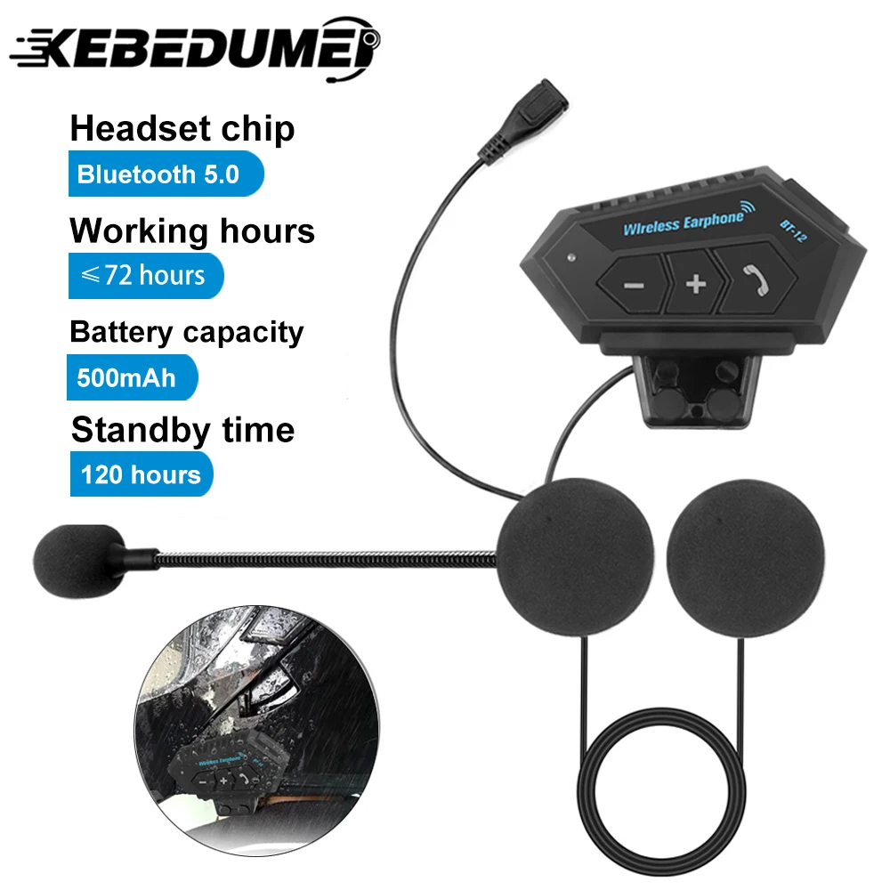 thumbnail interactive-video image 1 of Bluetooth Motorcycle Helmet Headset - BT 4.2 Intercom, Noise Reduction Mic, 500mAh Battery, Hands-Free Calling 1 of 4