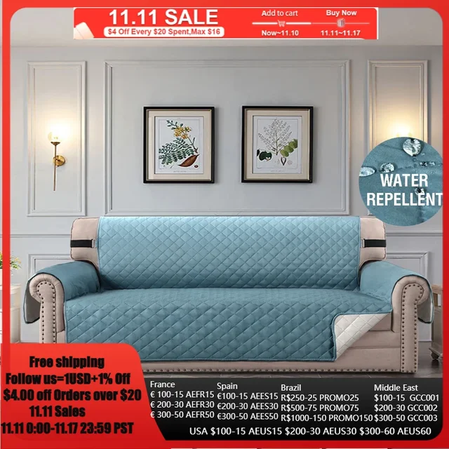 1 2 3 4 Seater Waterproof Sofa Cover Plaid Fabric Anti-Slip Pet Dog Kids Sofa Mat Covers Luxury Living Room Sofas Slipcovers