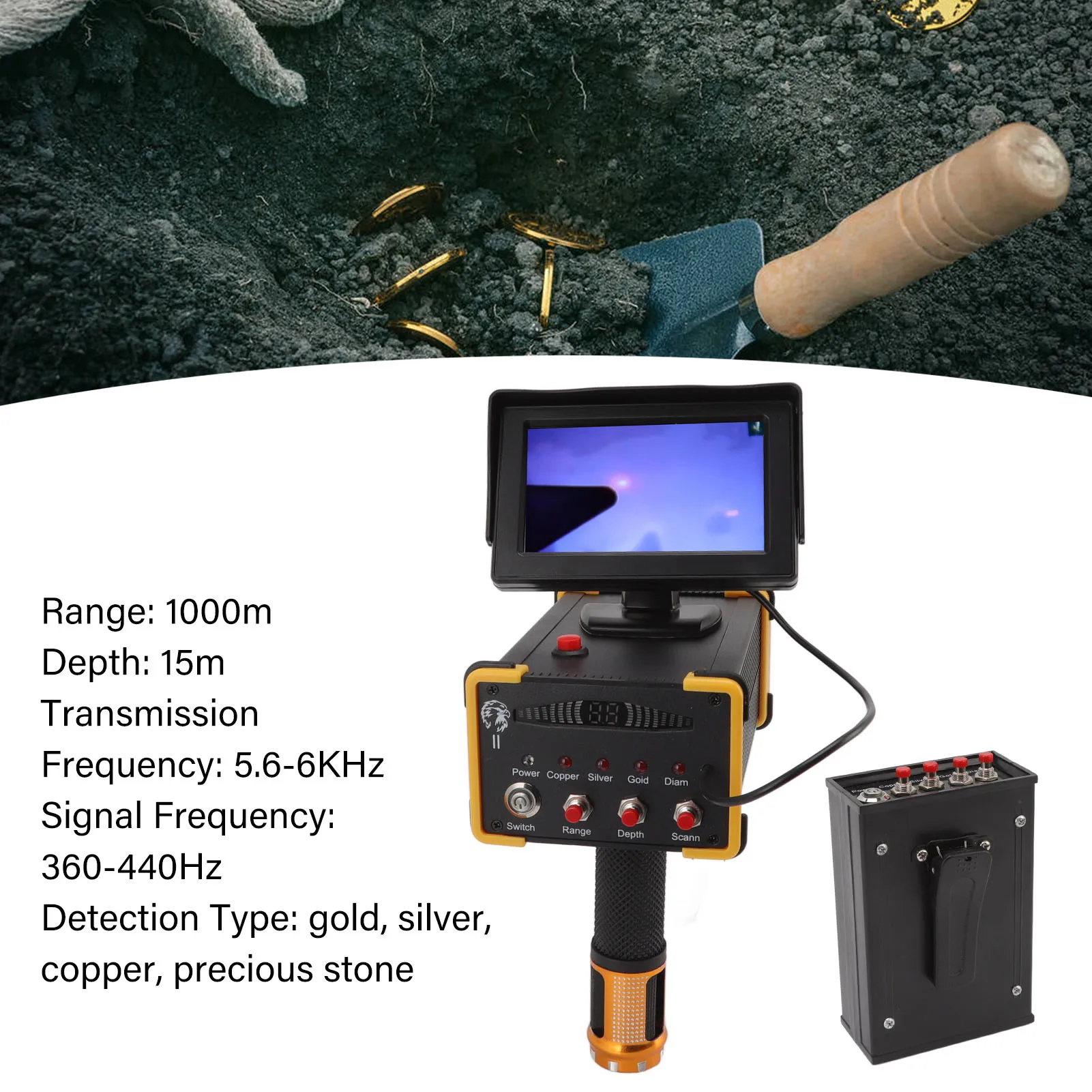 15m Deepth 1000m Range Metal Scanner Device Handheld Metal Detector