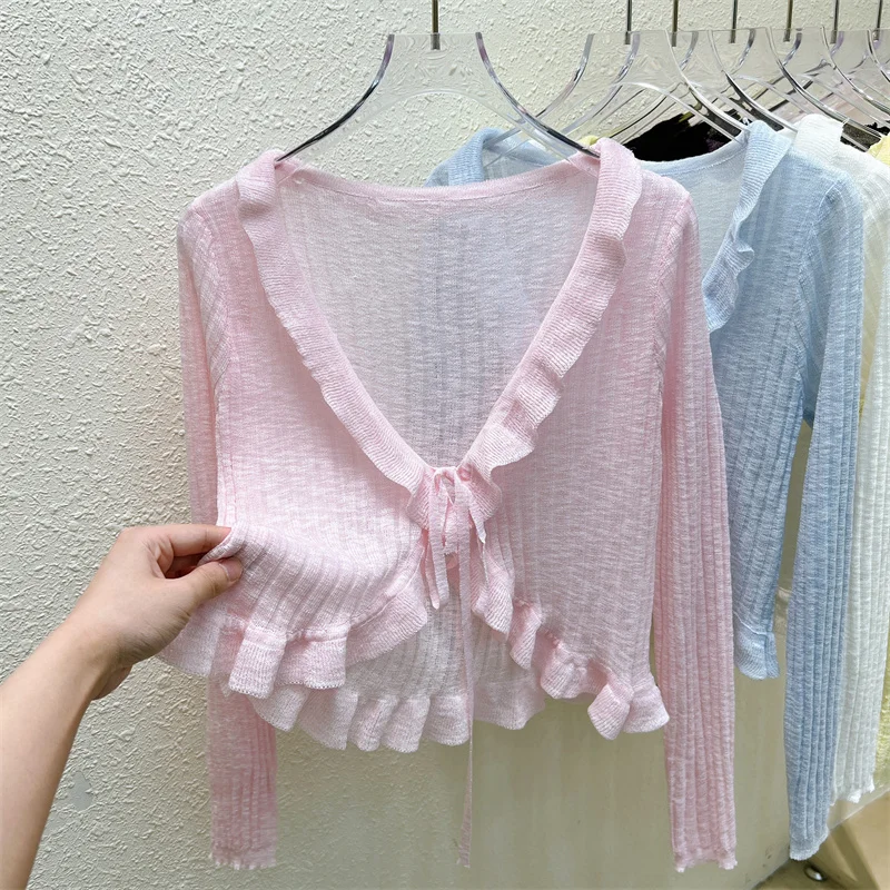 

Вязаный кардиган, летние женские короткие свитера, пальто, женские вязаные тонкие кардиганы, верхняя одежда для женщин