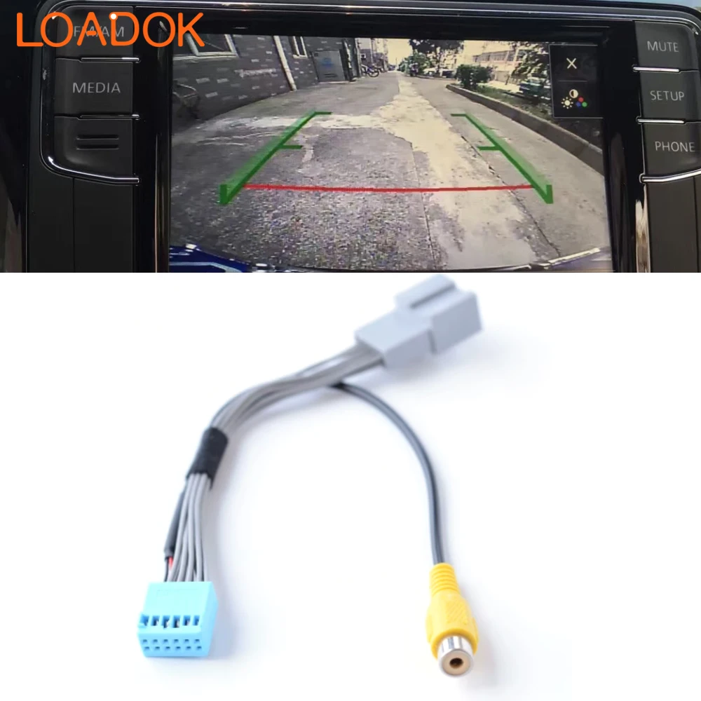 

12 Pin Car Radio Reverse Camera RCA Connection Video Input Output Adapter Cable For VW Golf 7 Audi A3 MIB Navigation