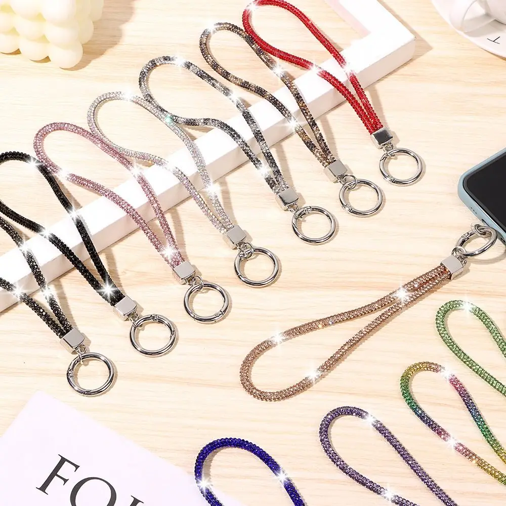 Rhinestone Accessories Glitter Rhinestone Phone Lanyard Diamond Crystal Chain Straps Keychain Hanging Anti-lost Rope