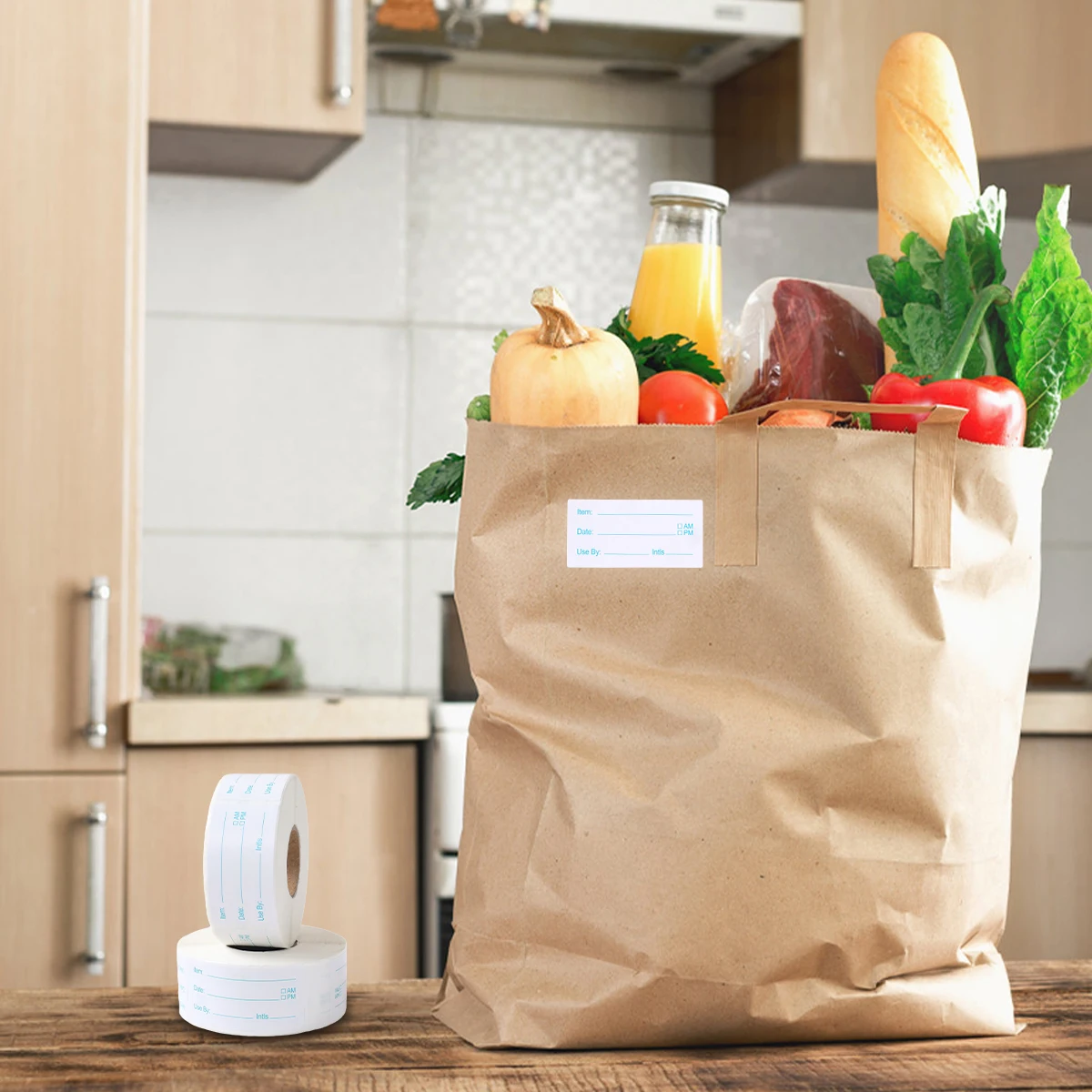 Kitchen Sticker Refrigerator Freezer Food Storage Date Content Label Waterproof Oil Resistant Can Jar Paper Label 500pcs/roll