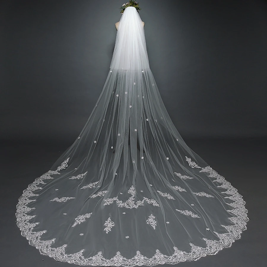 

New Arrival Cathedral Wedding Veils Long Veil Velos de novia Bridal Veil Wedding Accessories velo novia Wedding Veil mariage