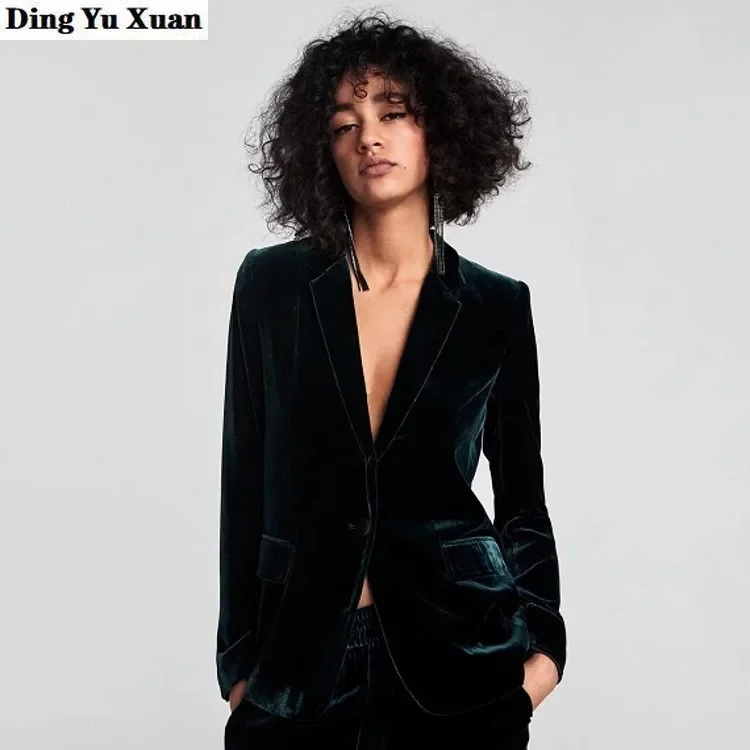 

Женский бархатный блейзер, винтажный пиджак серого, зеленого, красного, синего, черного цвета с отложным воротником и длинным рукавом, одежда для офиса и работы, 2020