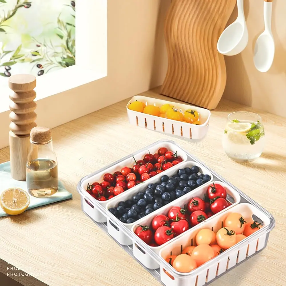Snackle  Charcuterie Container, Divided Serving Tray with Lid, Fruit  Containers for Fridge, Portable Snack Platters, Veggie Tra 4